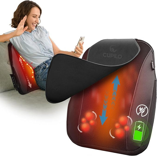 Cordless Low Back Massger with Heat - 4D Kneading Lower Back Massager for Pain Relief Deep Tissue,Portable Shiatsu Massager for Back,Waist,Ideal Gift for Women,Men