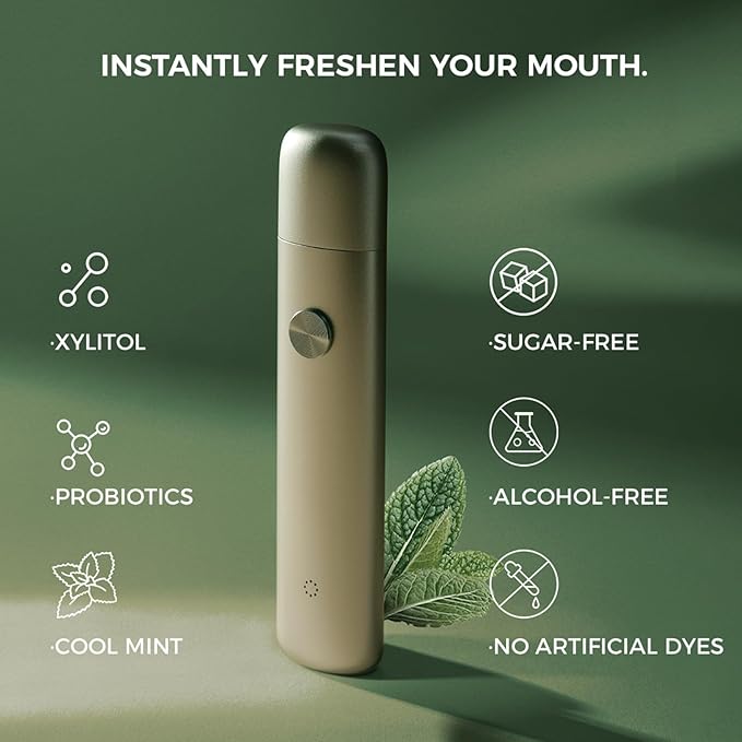 Smart Electric Oral Spray - Probiotic Mouth Spray Fresh Breath, Alcohol Free Breath Spray for Bad Breath, Rechargeable, Travel Size, Various Flavors with 3 Flavors Cartridges