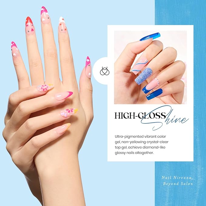 Beetles Winter Gel Nail Polish Set - 20 Pcs Neon Nail Gel Polish Set Soak Off Uv LED Gold Sliver Glitter Nail Polish Kit Blue Pink Black White Uv for Nail Art Salon Christmas Gift for Women