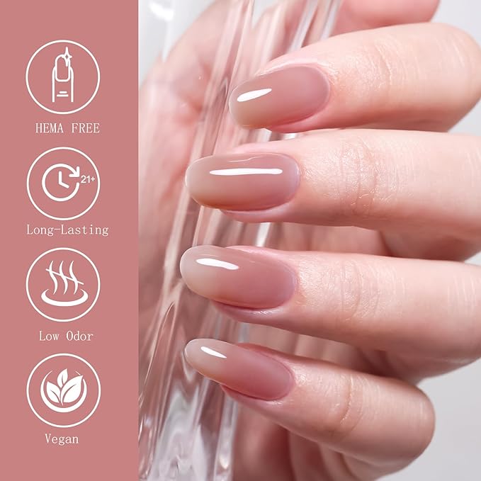 10ml Hema-Free Transparent Jelly Gel Nail Polish Set 6 Colors Sheer Nude Milky White Pink Art DIY Salon Gift for Women