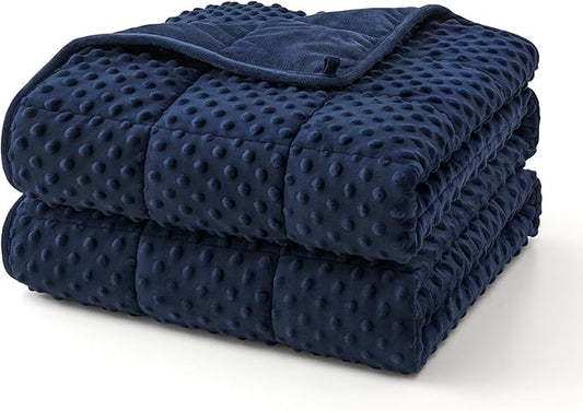 Topcee Weighted Blanket for Adults (12lbs 48"x72"), Minky Dots Heavy Blanket for 110-130lbs Sleeping, Soft, Cozy and Cooling Weighted Throw Blankets, Machine Washable, Blue