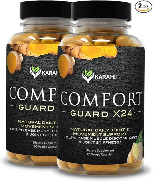 KaraMD Comfort Guard X24 | Joint & Movement Support Supplement | Turmeric Curcumin, Boswellia & Ginger | Ease Muscle Discomfort & Joint Stiffness | Non-GMO, Gluten Free & Vegan Friendly (2 Pack)