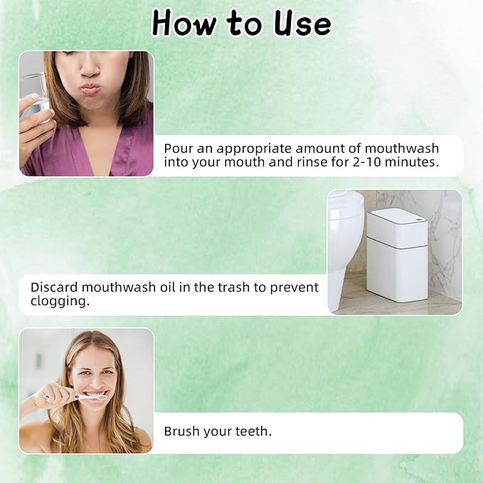 Spearmint Oil Pulling Rinse, White Oil Pulling Rinse, Cold-Pressed Coconut Mouthwash for Teeth Whitening, Peppermint Mouthwash Freshness for Teeth and Gums, 8 Oz