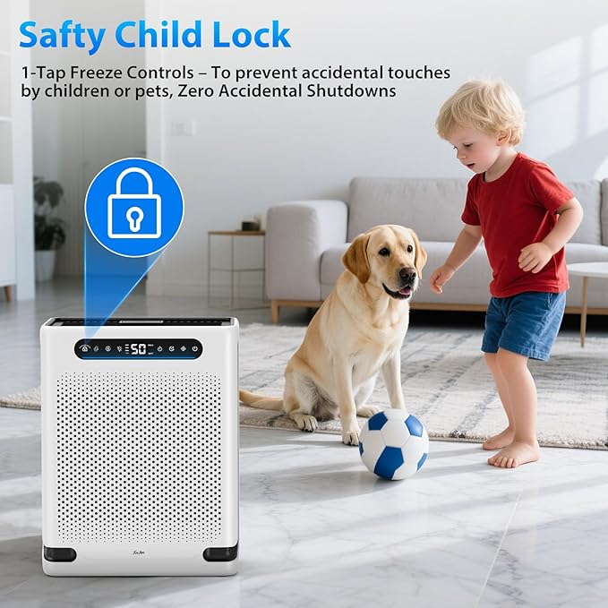 Air Purifiers for Home Large Room Up to 2600 Ft², HEPA Air Purifier with Washable Filter & Air Quality Display, Powerful Turbo Mode Air Cleaner for Pet Hair Odors Smoke Dust