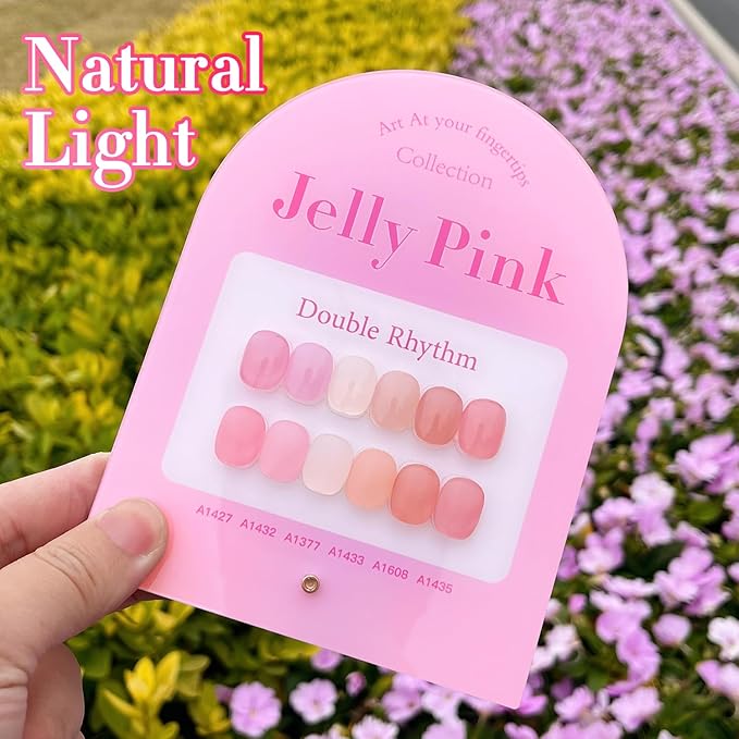 Double Rhythm 6 Pcs 15 ML Gel Polish Set Same Color Same Bottle Soak Off Gel Polish Kit Nail Art Manicure Salon DIY at Home for Women (Jelly Milky White Nude Pink Rose-T6-23)