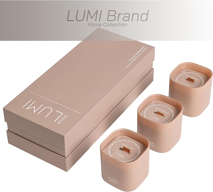 Set of 3 Scented Soy Candles Gift Set | Home Collection | White Musk, Bamboo Forest & Peony Garden | Crackling Wood Wick | 50+ HR Burn, 9.8oz Each | Luxury Soy Candle Gift for Women & Home