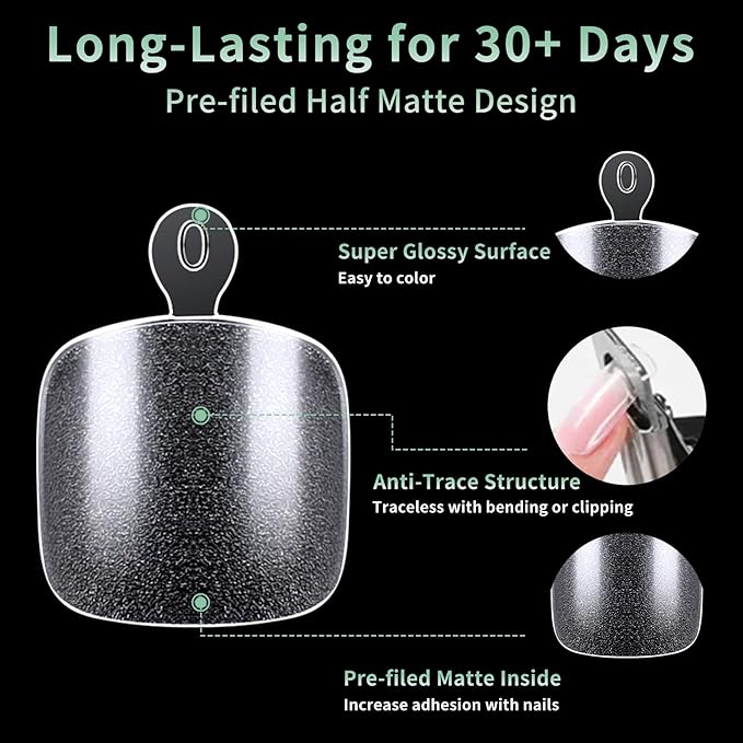 Toe Nail Tips, 216pcs Acrylic Fake Nails Gel Nail Tips Soft, Full Cover Pre-Shaped Matte Clear Press on Nails for Extension, Diy at Home Manicure 12 Sizes