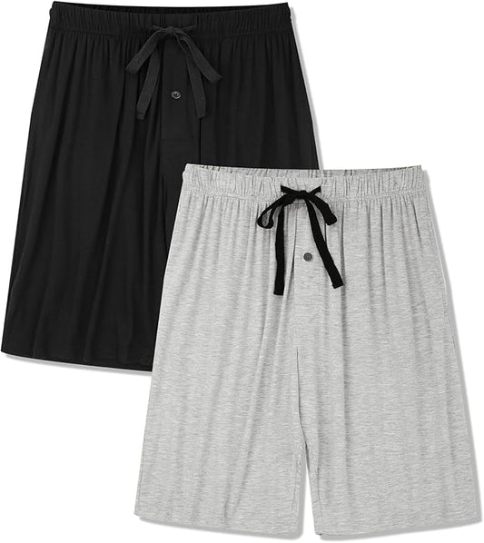Men's Pajama bottoms Lounge Sleep Shorts Soft Comfortable Breathable Pajamas Shorts with Pockets 2 Pack
