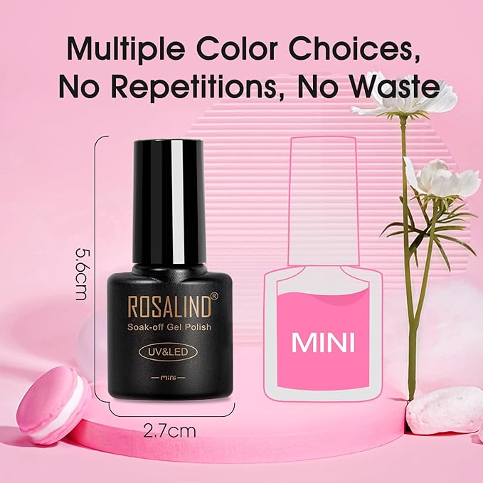 ROSALIND Pastel Gel Nail Polish Set, 12 Colors Pink Purple Blue Gel Polish Macaron Light Colors Pink Yellow Gel Polish Set Soak Off Spring Summer Rainbow Gels Polish Collection for Nail Art Gift