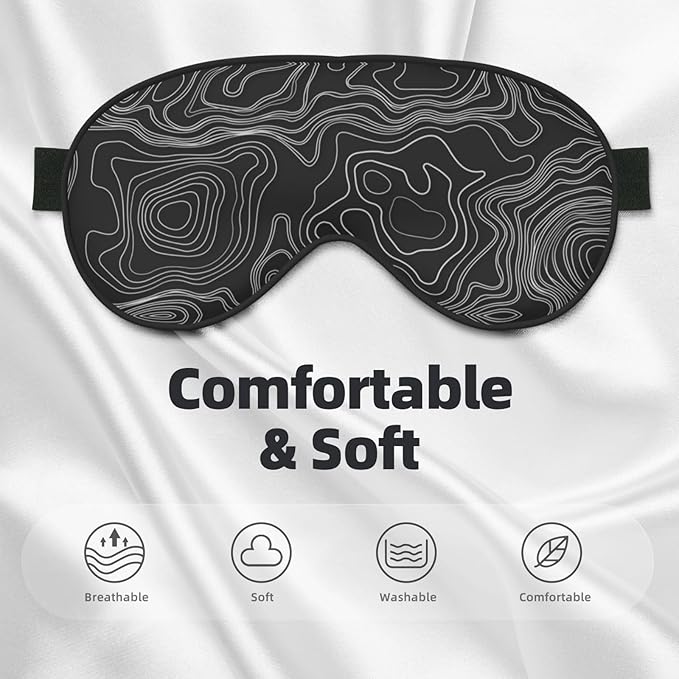 Sleep Eye Mask Topographic Map Sleep Mask for Women Men Comfortable Eye Mask with Adjustable Strap Soft Eye Cover Blindfold for Travel Yoga Nap Shift Work