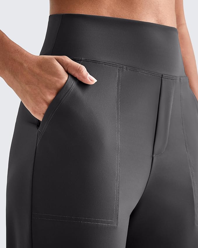 G4Free ShiftReady Womens Ankle Dress Yoga Pants with Pockets Stretchy Business Casual Slacks Work Trousers Travel Pant