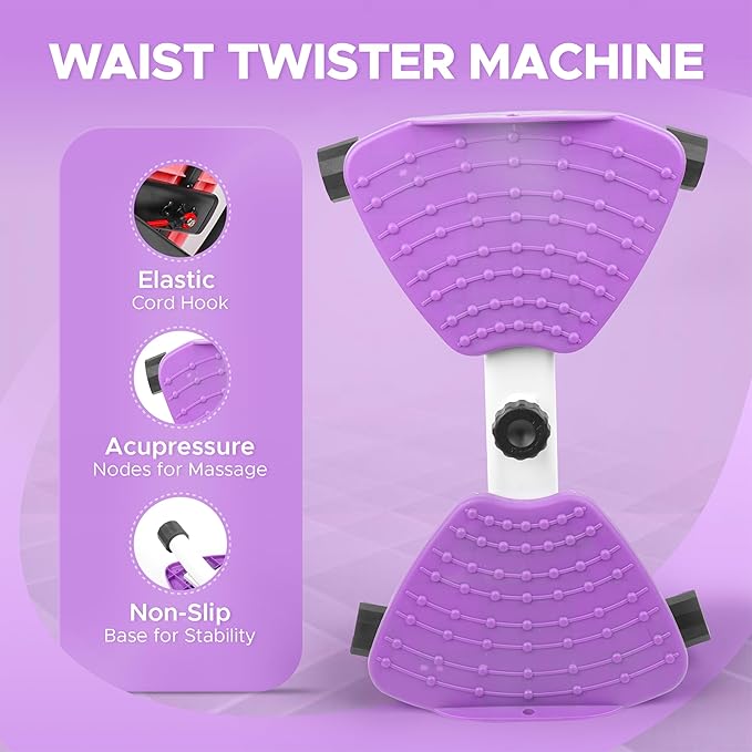 Waist Twister Machine Fitness Tool – Abs Workout Machine for Toning & Core Training | Noiseless Ab Exercise Equipment | Anti-Slip Core Workout Equipment with Storage Bag | Ab Trainer for Women
