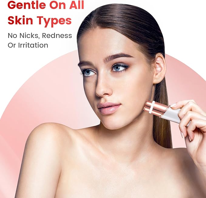 Facial Hair Remover for Women- 2-in-1 as Seen on TV Painless Face Shaver -Mini Hair Remover, Electric Razor Shaver Portable Bikini Epilator for Lips, Chin, Armpit, Peach Fuzz,Neck, Cheek