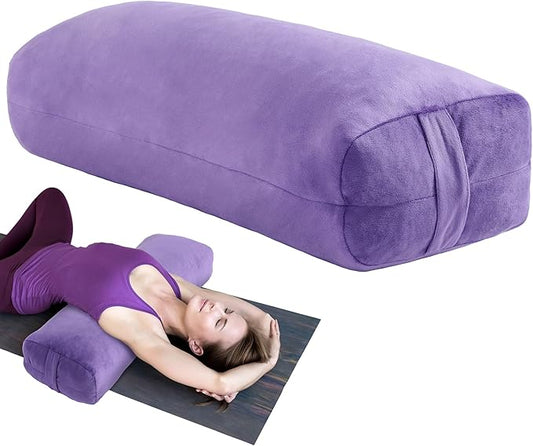 MABOZOO Yoga Bolster Pillow, Rectangular Bolster for Restorative Yoga & Meditation, Professional Meditation Cushion with Carry Handle, 27"X10"X6"
