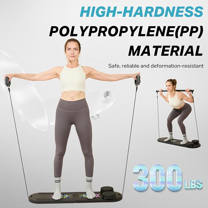 Pilates Board, Pilates Reformer Set with Timer, Multifunctional Abdominal Board Ab Core Trainer Home Workout Equipment
