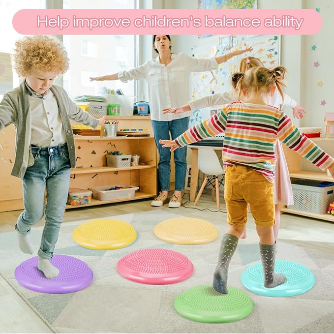 Amylove 13 Pcs Wiggle Seat Inflated Wobble Cushion for Sensory Kid 13 Inch Balance Disc Kids Flexible Seating Exercise Sensory Pad Chair Cushion for Classroom Office School
