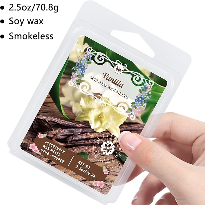 8 Scented Melted Wax Blocks 2.5 oz,Hand Poured Vegan Wax, Immersion Experience Set forYoga, Sleep, Reading and Meditation.