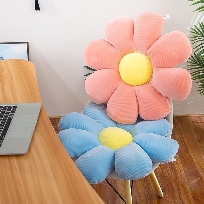 Flower Shaped Throw Pillow - 21 Inch Soft Seating Cushion for Floor, Bedroom, Sofa, Bed, Reading - Plush Room Decor (Pink)