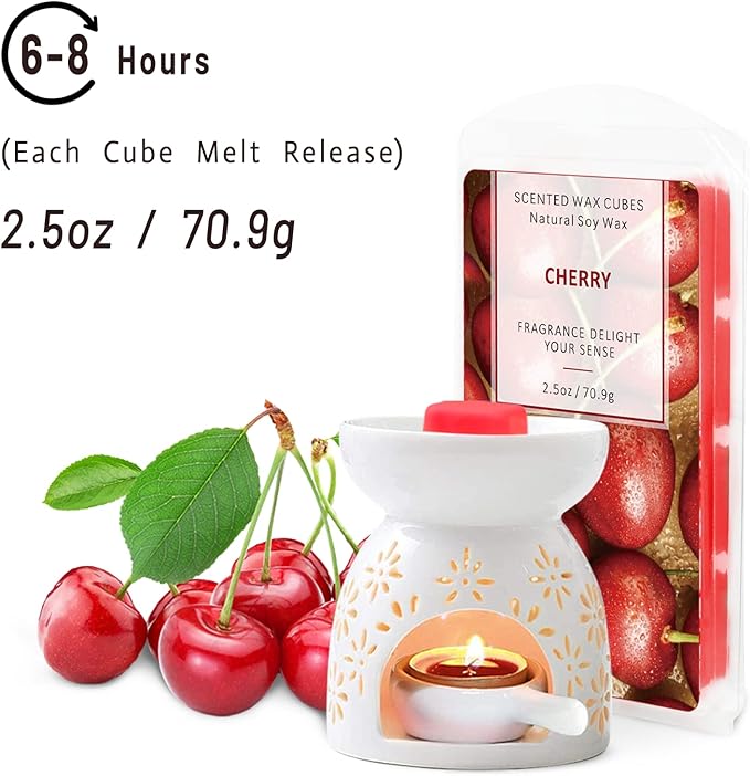 SCENTORINI Wax Melts Wax Cubes, Scented Wax Melts for Wax Warmer, Sea Breeze, Lavender, Linen, Winds in Summer, Cherry, Espresso, Raspberry & Cinnamon, Blush Peony 8 x 2.5 oz