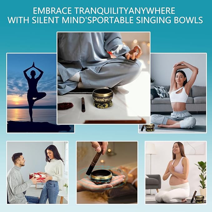 Tibetan Singing Bowls Set~ Meditation Sound Bowl hand Hammered in Nepal For Yoga, Meditation, Mindfulness, Healing & Chakra balancing