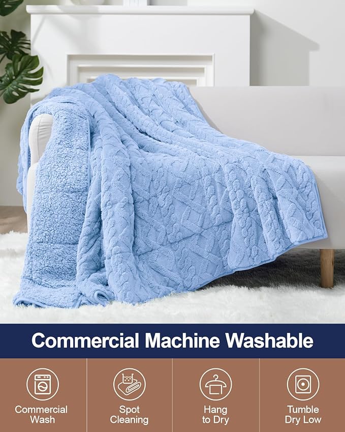 Super Fuzzy Soft Sherpa Fleece Weighted Blanket, 15 lbs Dual Sided Fluffy Heavy Weighted Blankets for Adults - No Bunching with Double Layers of Soft Inner Lining (60"x 80", 15 Pounds)