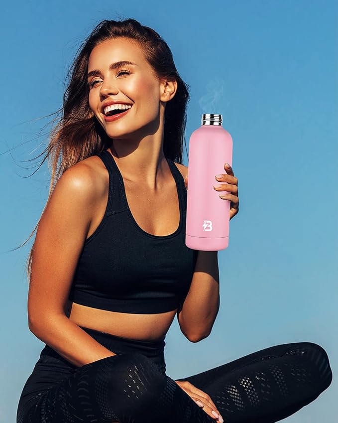 Insulated Water Bottle with Lid, 25 oz Reusable Leak-Proof Metal Stainless Steel Water Bottles for Travel, Sports, Gym, Outdoor (Pink)