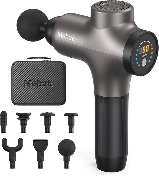Mebak 3 Massage Gun, Massage Gun Deep Tissue for Athletes, Professional Muscle Percussion Massage Gun, Massager Gun for Shoulder Leg Back Body Pain Relief,Quiet Portable Sport Massager, Gifts for Him