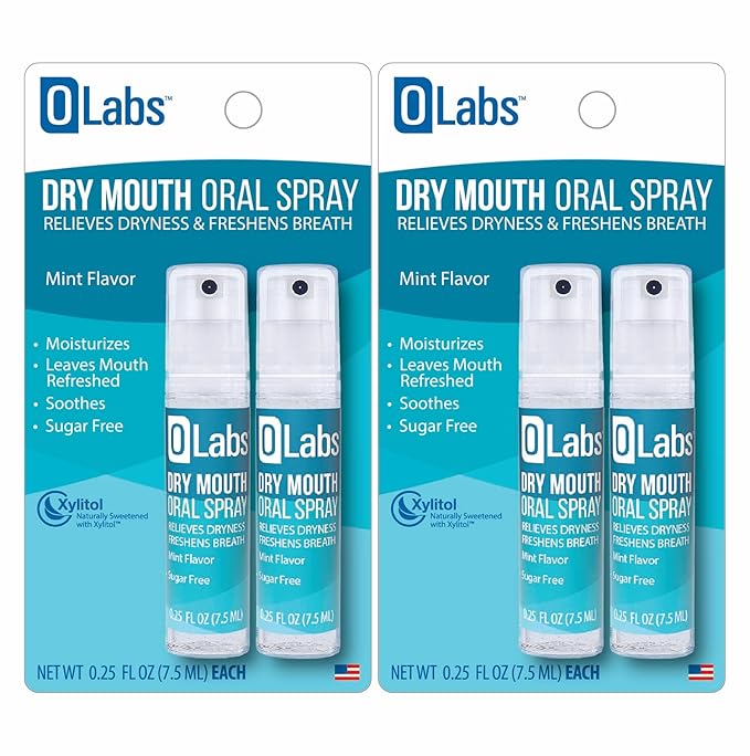 Dry Mouth Spray - Sugar Free, Alcohol Free, Mint Breath Spray with Xylitol, 2 Pack - 4 (0.25 oz) Travel Size Sprays Total