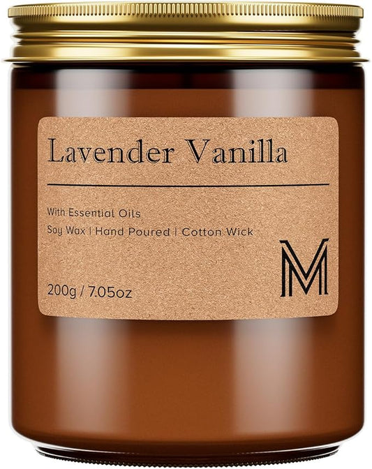 M&SENSE Lavender Vanilla Home Scented Candle for Relaxation, Gifting, Spa | 7.05oz Candle Gift for Birthday Housewarming Mother's Valentine Day