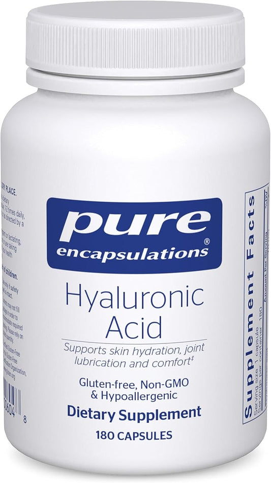 Pure Encapsulations Hyaluronic Acid - for Skin Hydration, Joint Lubrication & Joint Health* - Effective Absorption - Gluten Free - Vegan & Non-GMO - 180 Capsules