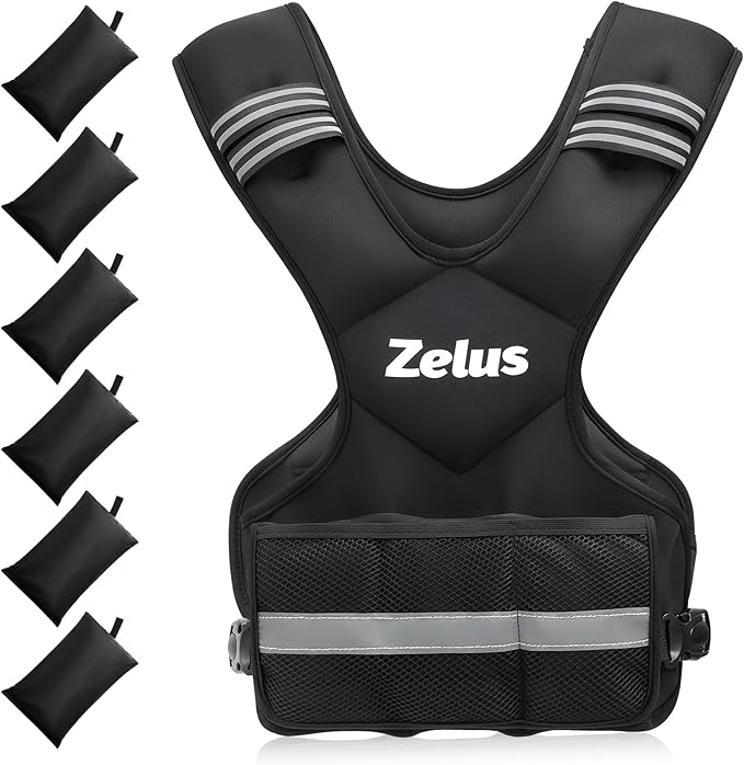 ZELUS Weighted Vest for Men and Women | 4-10lb/11-20lb/20-32lb Vest with 6 Ironsand Weights for Home Workouts | Adjustable Body Weight Vest Exercise Set for Cardio and Strength Training
