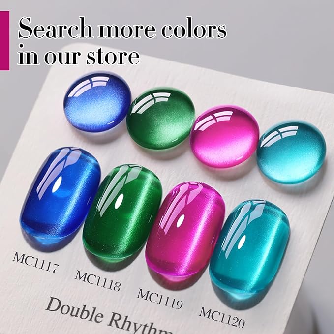 Double Rhythm Jelly Glass Cat Eye Gel Polish with Magnet 15ML Holographic Glitter Shimmer Translucent Sheer Color Magnetic Nail Polish Salon DIY at Home (Jelly Violet-MC1119)