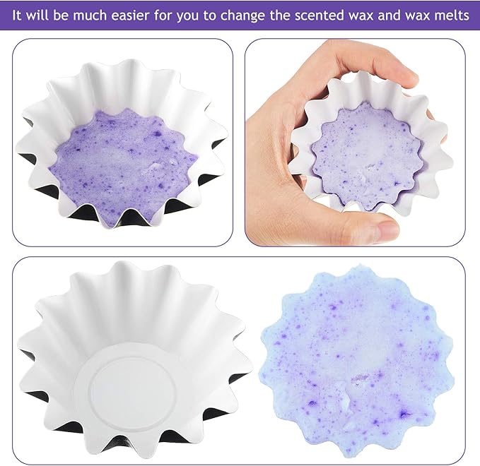 Boao Wax Melt Liners Reusable Wax Warmer Containers Leakproof Cups for Scented Candle, Paper Holders for Electric Pluggable Melter and Burner(Pink, Blue, Green, Yellow, Purple,150 Pieces)