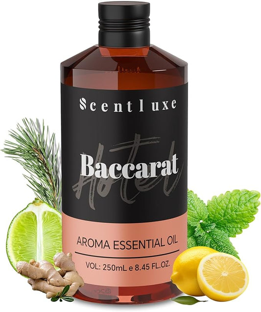 Hotel Scents Baccarat Diffuser Oil 8.45 Fl Oz (250ml), Home Luxury Aroma & Hotel Fragrance Essential Oil - for Aromatherapy Diffuser - Bigger Bottle, Longer Lasting Air Freshener