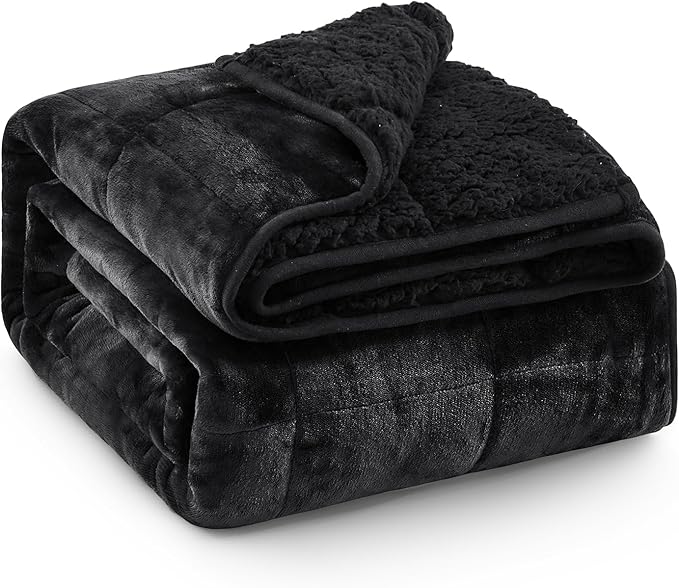 Super Fuzzy Soft Sherpa Fleece Weighted Blanket, 15 lbs Dual Sided Fluffy Heavy Weighted Blankets for Adults - No Bunching with Double Layers of Soft Inner Lining (80"x 87", 15 Pounds)