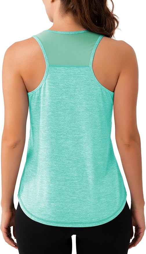 Aeuui Womens Workout Tops Sleeveless Racerback Tank Tops Mesh Yoga Athletic Running Shirts Gym Clothes for Women