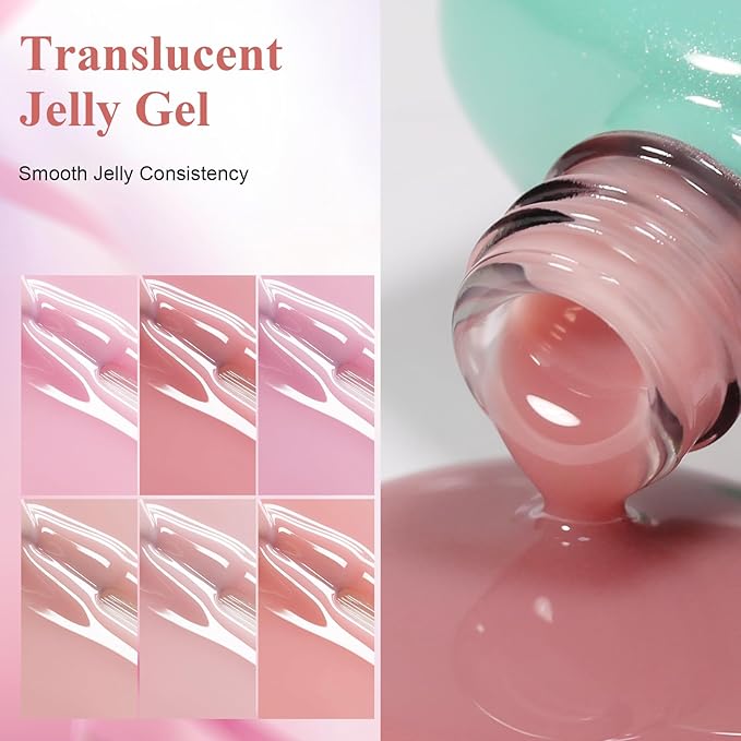 6 Colors Sheer Jelly Gel Polish Baby Blush Soft Shades Hema Free Art DIY Salon Gift