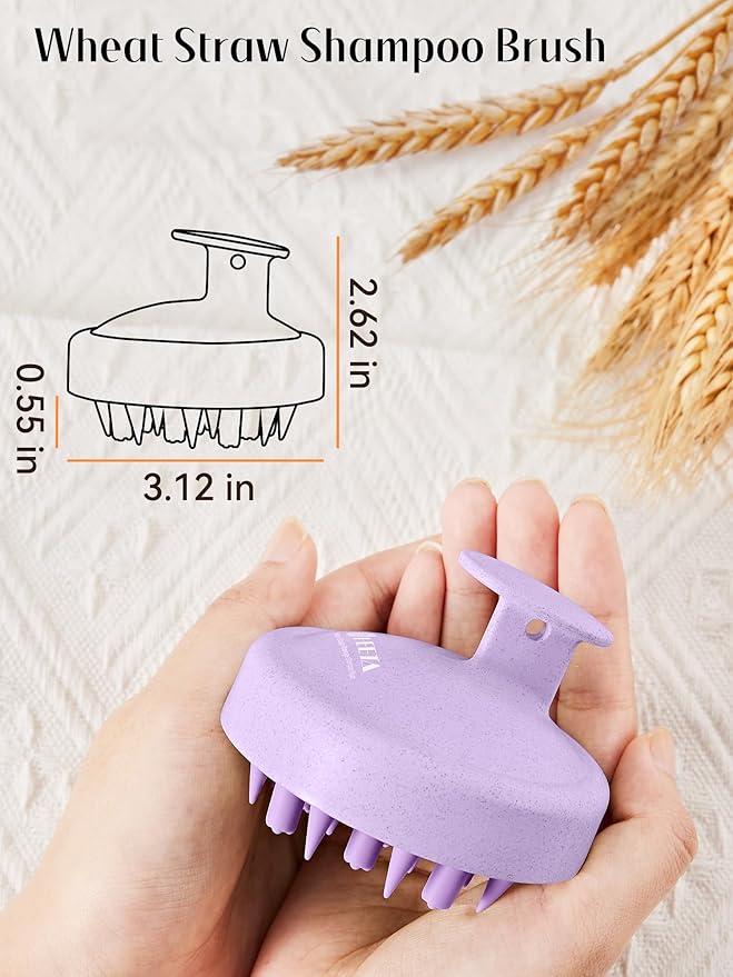 HEETA Hair Scalp Massager for Hair Growth, Shampoo Brush, Scalp Scrubber Exfoliator with Soft Silicone Bristles for Dandruff Removal to Relieve Stress, Wet Dry Use Updated Material, Purple