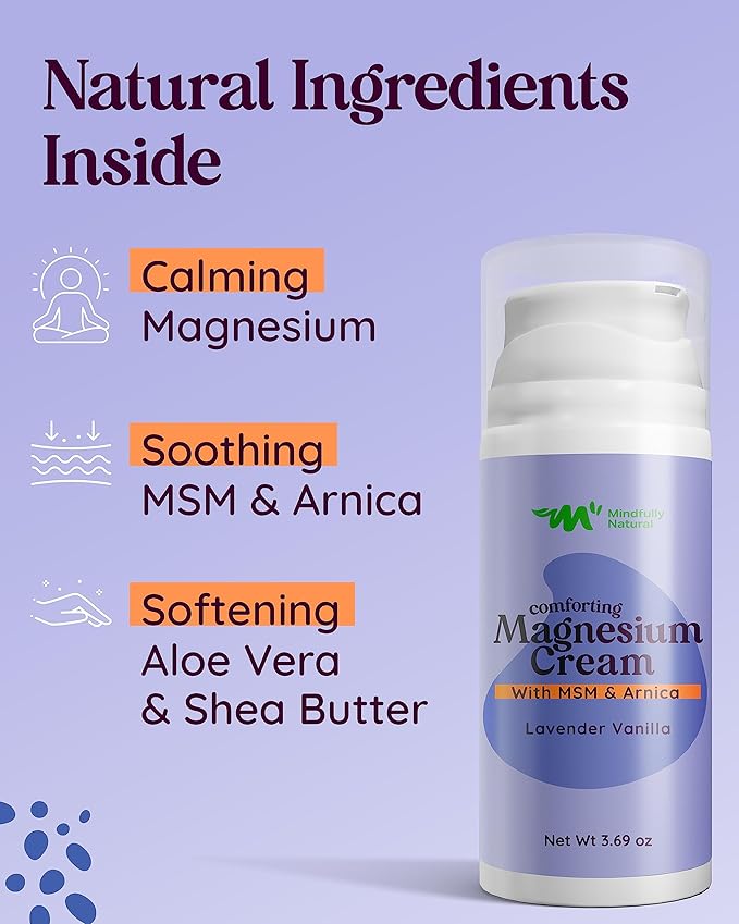 Magnesium Cream For Kids and Babies - Calming Body Lotion for Bedtime - Natural Magnesium Chloride with Arnica and MSM in Organic Aloe & Shea Butter Base 3.69 oz