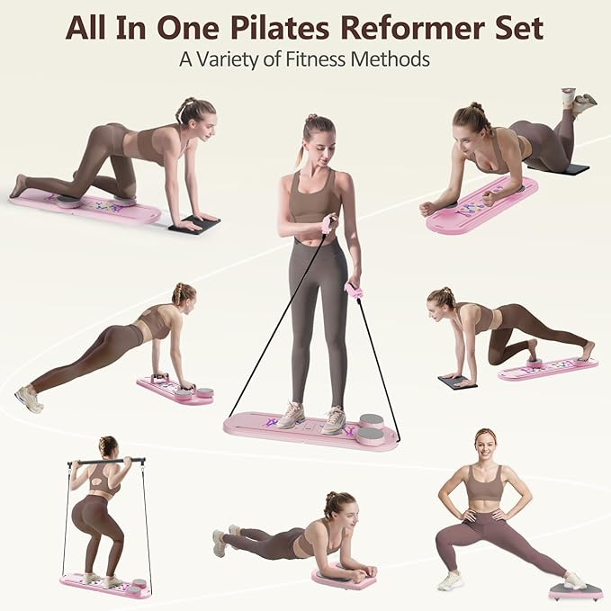 Pilates Board Pilates Reformer Set - Multifunctional Home Workout Board for Core & Abdominal Training,Portable Pilates Equipment for Women & Beginners