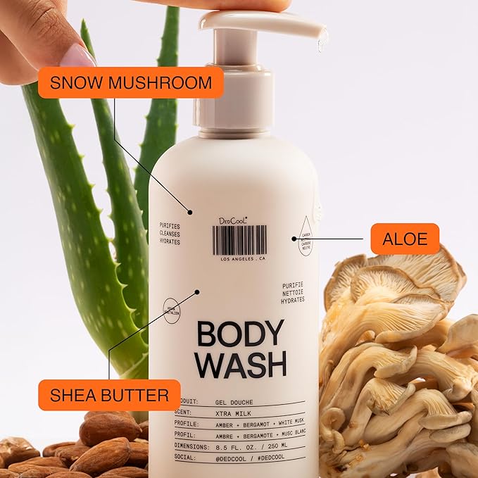 DedCool Body Wash Refill Taunt | Nourishing Vegan Cleanser with Shea Butter & Snow Mushroom | Non-Toxic, Carbon-Neutral Hydrating Formula | Bergamot, Fresh Dew, Cassis & Amber | 16 oz
