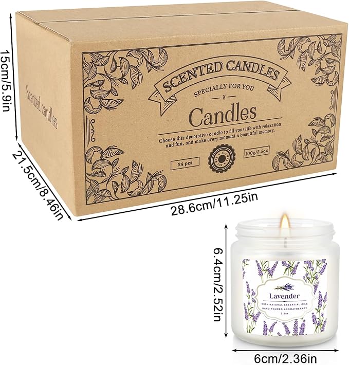 24-Pack White Frosted Scented Candles Set - 3.5oz Assorted Floral & Fruit Fragrances,Odor Eliminating,for Home Decor, Gifting & Relaxation.