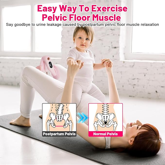 Thigh Master, Adjustable Thigh Trainer & Kegel Exerciser(10-70LB) with Leg Straps, Pelvic Floor Strengthener Devices for Women&Men, LED Counter, Postpartum Recovery, Home Gym Workout Equipment