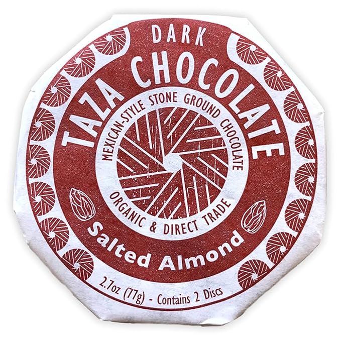 Taza Chocolate Organic Mexicano Disc 40% Dark Chocolate, Salted Almond, 2.7 Ounce (12 Count), Vegan