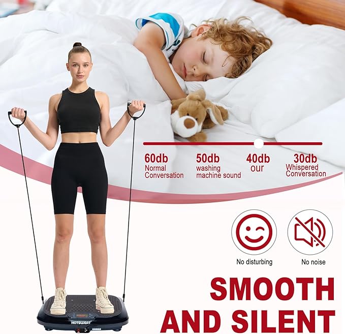 HOTSWEAT Vibration Plate Exercise Machine for Lymphatic Drainage, Power Plate Vibrating Platform, Shaker for Weight Loss, Exercise Board with 120 Levels for Home Gym