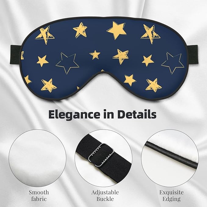Sleep Eye Mask Doodle Yellow Stars Sleep Mask for Women Men Comfortable Eye Mask with Adjustable Strap Soft Eye Cover Blindfold for Travel Yoga Nap Shift Work