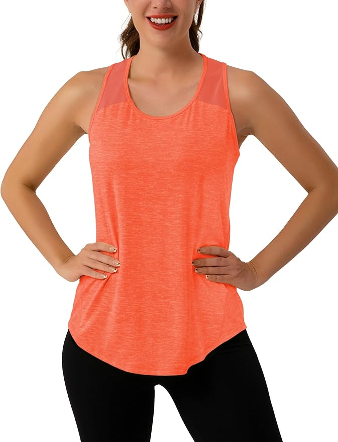 Aeuui Womens Workout Tops Sleeveless Racerback Tank Tops Mesh Yoga Athletic Running Shirts Gym Clothes for Women