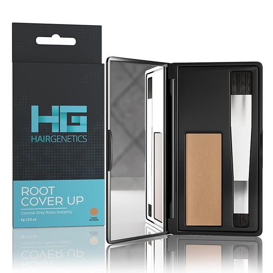 Hair Genetics Root Touch Up Hair Color Root Cover Up with Double-Ended Brush for Hair Color for Gray Hair Coverage - Portable Hair Powder Solution for Quick Gray Coverage (Dark Blonde, 6g)