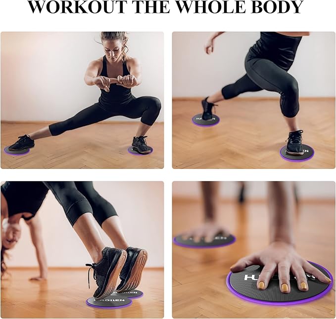 Core Sliders, Exercise Gliding Discs Dual Sided Use on Carpet and Hardwood Floors, Lightweight and Perfect Fitness Apparatus for Training Abdominal Core Strength