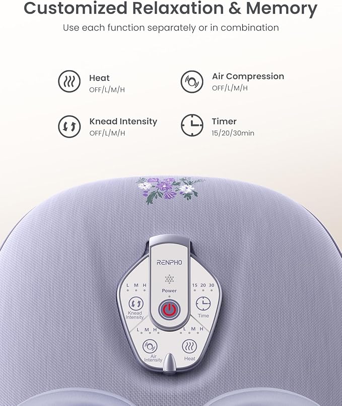 RENPHO Foot Massager Machine with Heat [2025 Upgraded], Shiatsu Foot Massager for Plantar Fasciitis, Birthday Gifts for Women, Wireless Control, Best Gifts for Women/Mom/Wife, PU